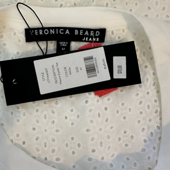 NWT VERONICA BEARD JEANS Women's Mauna Short-Sleeve Eyelet Cotton Tee Size M - Picture 10 of 12